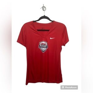 USA basketball Nike red v neck active tee. Large
